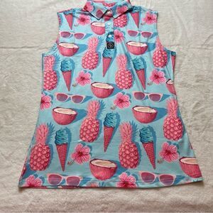 Even Par Sleeveless Golf Polo Blue/Pink color Size Small